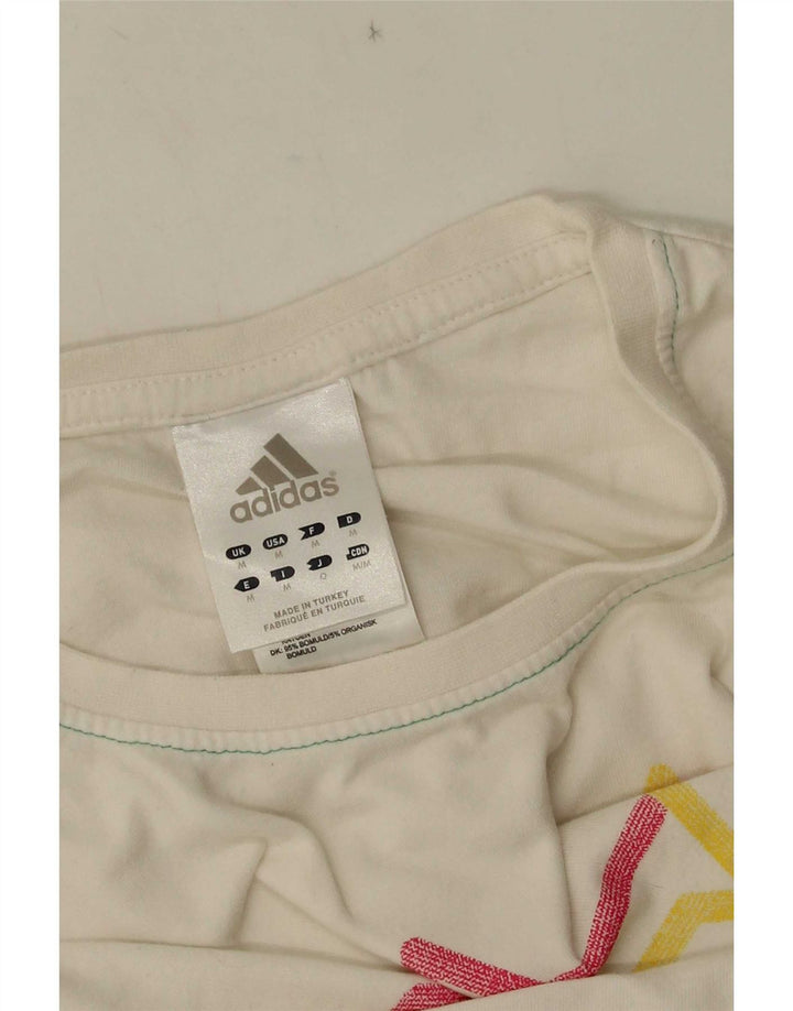 Adidas Mens Graphic T-Shirt Top Medium White Geometric Cotton
