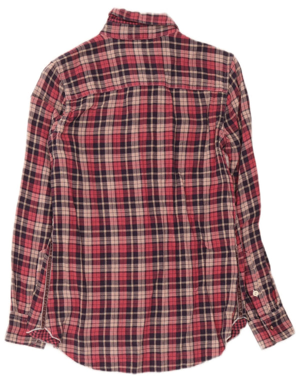Replay Womens Boy Fit Graphic Flannel Shirt UK 10 Small Red Check