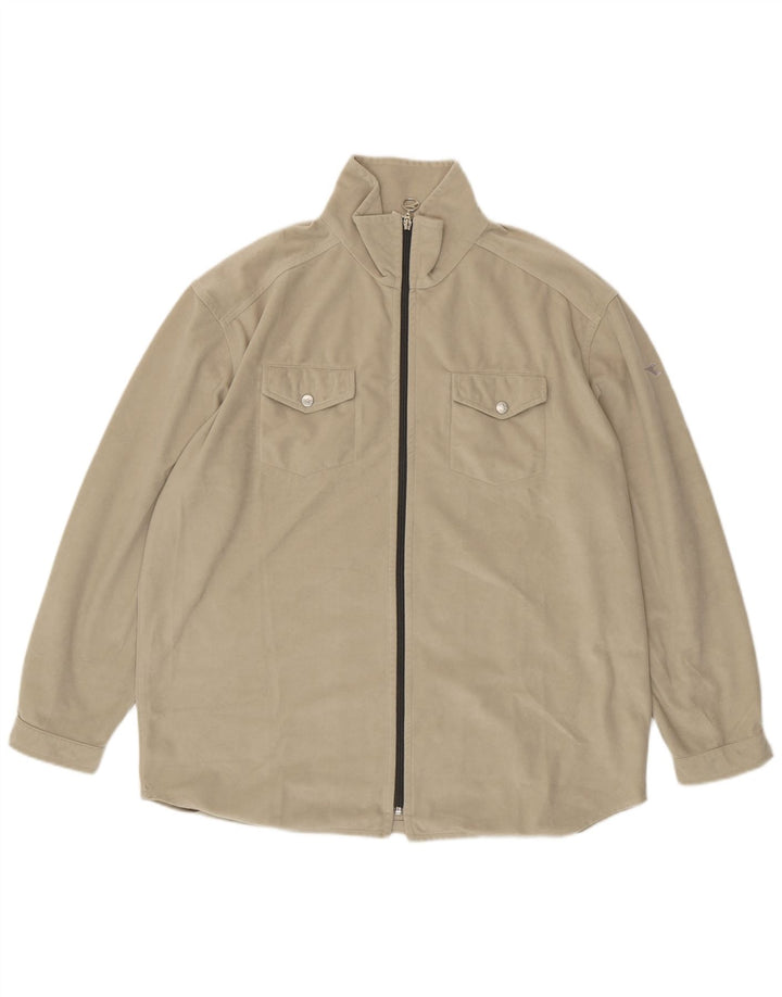 Diadora Mens Tracksuit Top Jacket XL Beige Polyester