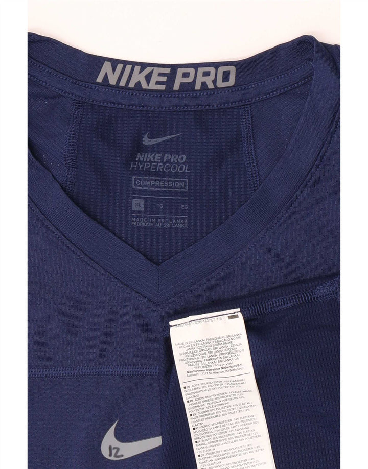 Nike Mens Dri Fit Top Long Sleeve XL Navy Blue Polyester