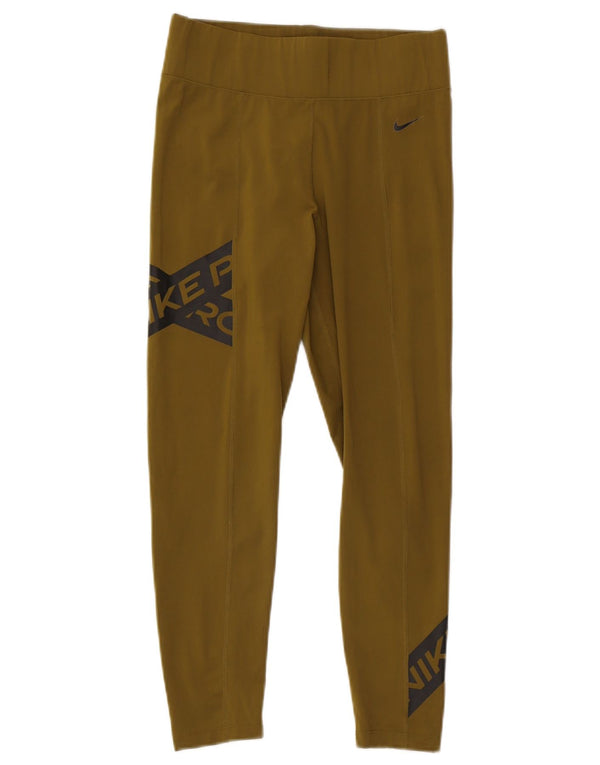 Nike Womens Graphic Leggings UK 10 Small Khaki Polyester