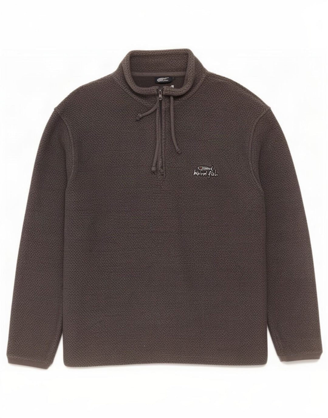 Weird Fish Mens Zip Neck Jumper Sweater Large Grey Cotton