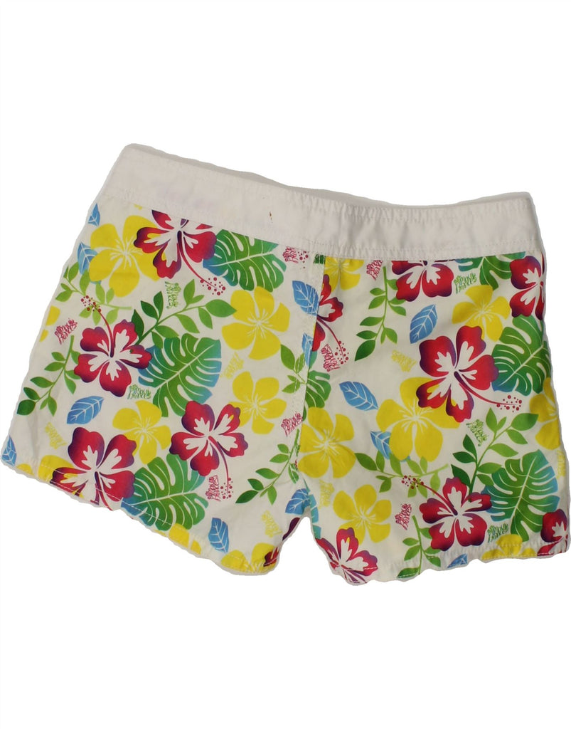 MAUI AND SONS Boys Swimming Shorts 7-8 Years White Floral Polyester Vintage Maui and Sons and Second-Hand Maui and Sons from Messina Hembry 