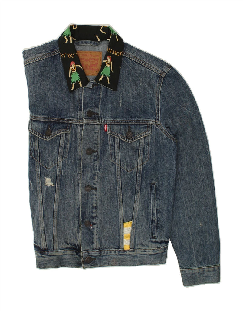 LEVI'S Mens Graphic Denim Jacket Small Blue Cotton | Vintage Levi's | Thrift | Second-Hand Levi's | Used Clothing | Messina Hembry 