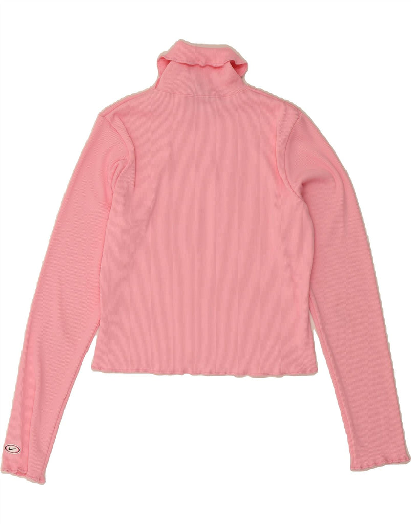 NIKE Womens Crop Roll Neck Top Long Sleeve UK 14 Large Pink Vintage Nike and Second-Hand Nike from Messina Hembry 