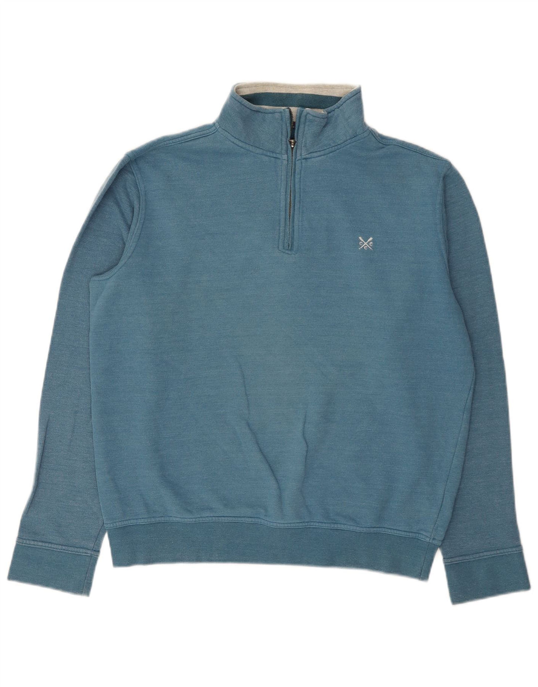 Crew Clothing Mens Zip Neck Sweatshirt Jumper Medium Blue Cotton
