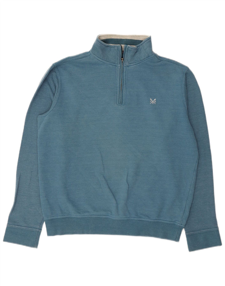 Crew Clothing Mens Zip Neck Sweatshirt Jumper Medium Blue Cotton