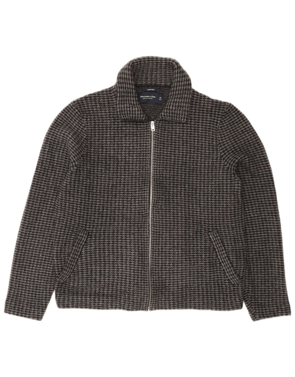 Abercrombie & Fitch Mens Cardigan Sweater XS Grey Houndstooth Cotton