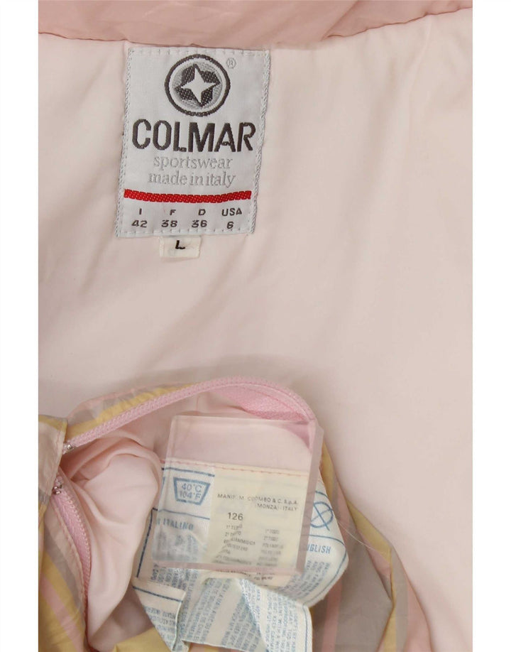 Colmar Womens Hooded Ski Jumpsuit IT 42 Small  Pink Striped Polyamide
