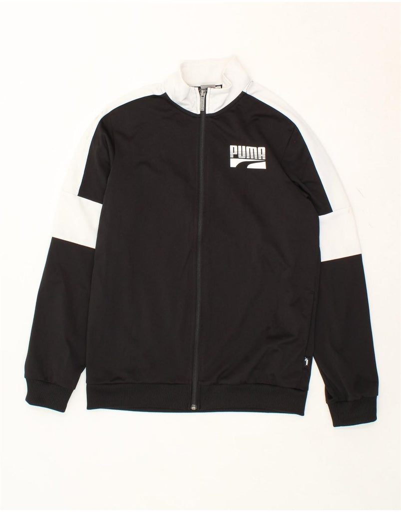 PUMA Boys Graphic Tracksuit Top Jacket 13-14 Years XL Black Colourblock Vintage Puma and Second-Hand Puma from Messina Hembry 