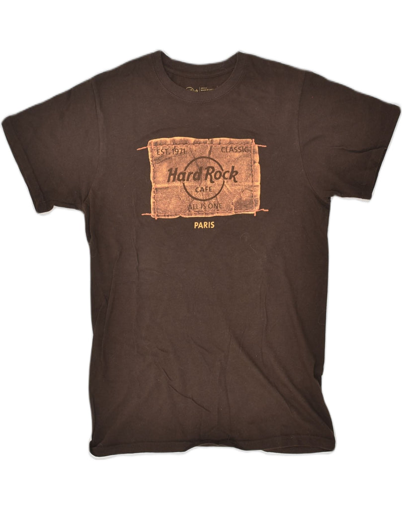 HARD ROCK CAFE Mens Paris Graphic T-Shirt Top Small Brown Cotton | Vintage Hard Rock Cafe | Thrift | Second-Hand Hard Rock Cafe | Used Clothing | Messina Hembry 