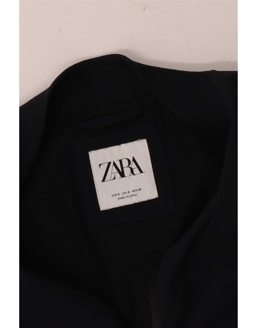 Zara Mens Bomber Jacket UK 36 Small Navy Blue