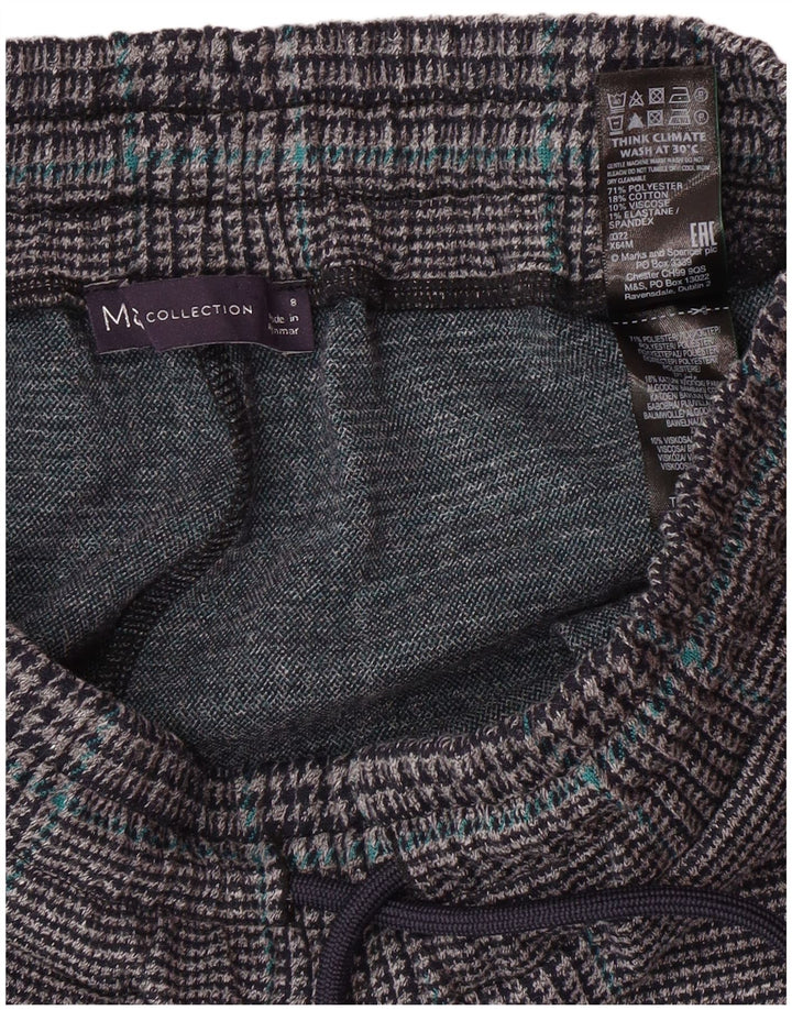 MARKS & SPENCER Womens Tracksuit Trousers UK 8 Small Grey Houndstooth