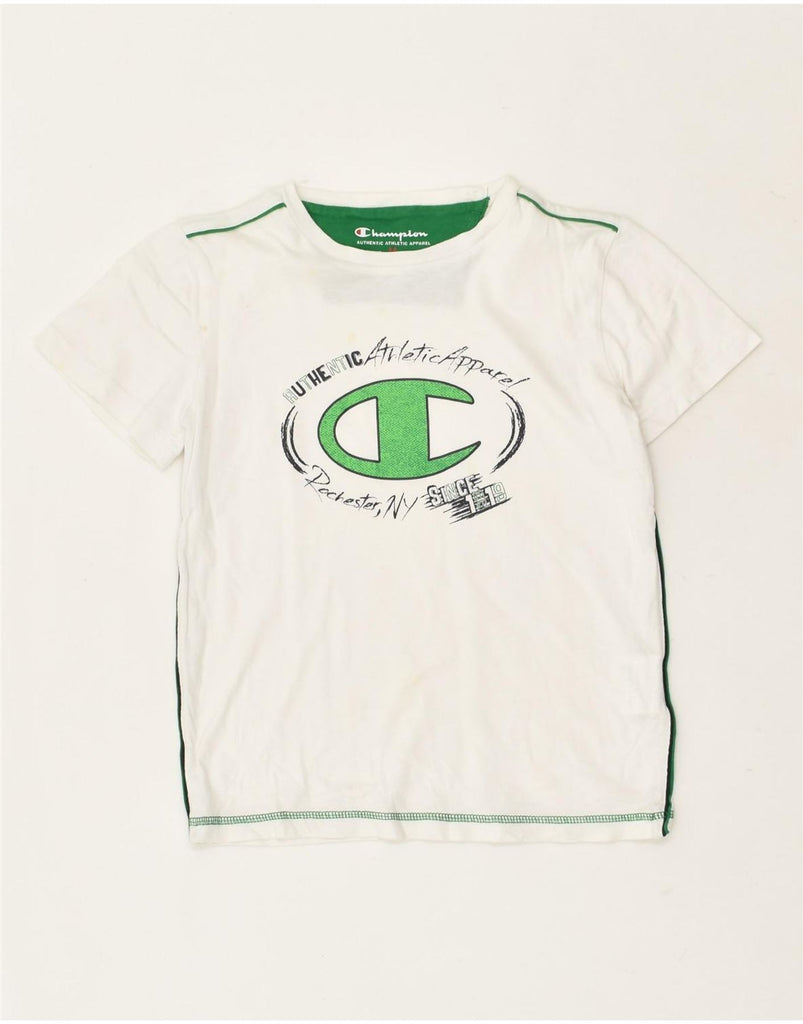CHAMPION Boys Graphic T-Shirt Top 9-10 Years Medium  White | Vintage Champion | Thrift | Second-Hand Champion | Used Clothing | Messina Hembry 
