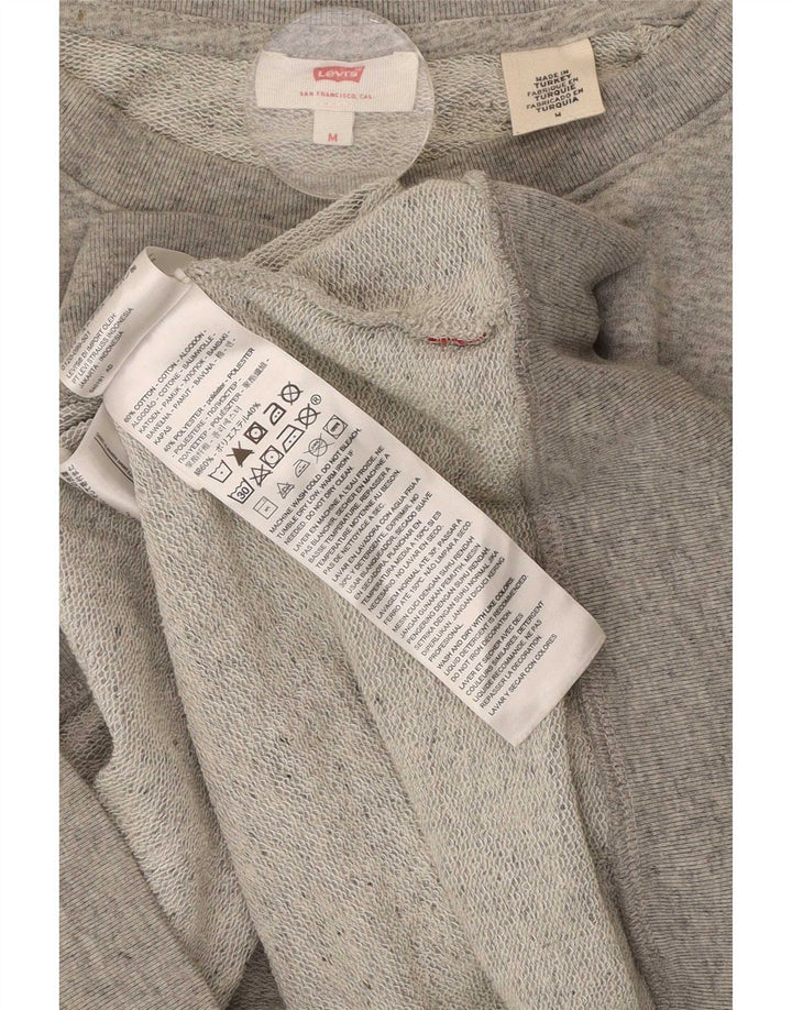 Levi's Womens Graphic Oversized Sweatshirt Jumper UK 14 Medium Grey Flecked