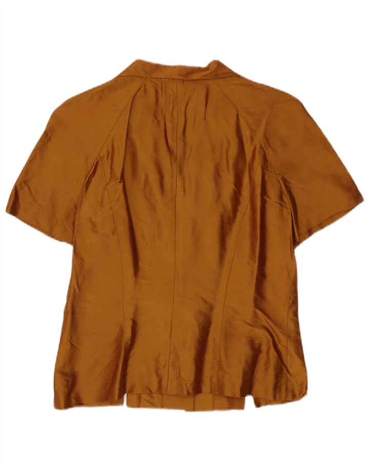 Luisa Spagnoli Womens Short Sleeve Shirt Blouse IT 44 Medium Brown Silk