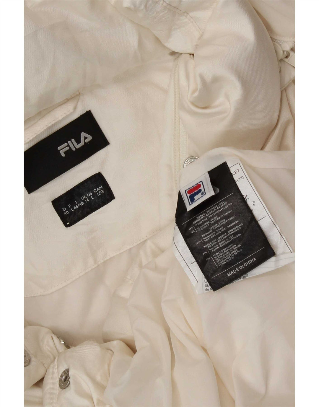 Fila Womens Hooded Padded Jacket UK 14 Large White Polyester