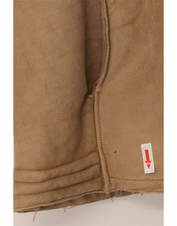 Vintage Mens Shearling Jacket UK 38 Medium Brown