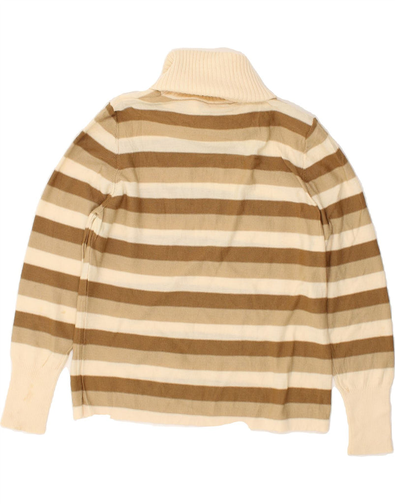 LUISA SPAGNOLI Womens Roll Neck Jumper Sweater UK 14 Large Beige Striped | Vintage Luisa Spagnoli | Thrift | Second-Hand Luisa Spagnoli | Used Clothing | Messina Hembry 