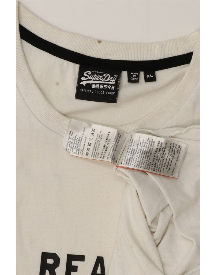 SUPERDRY Mens Graphic T-Shirt Top XL White Cotton