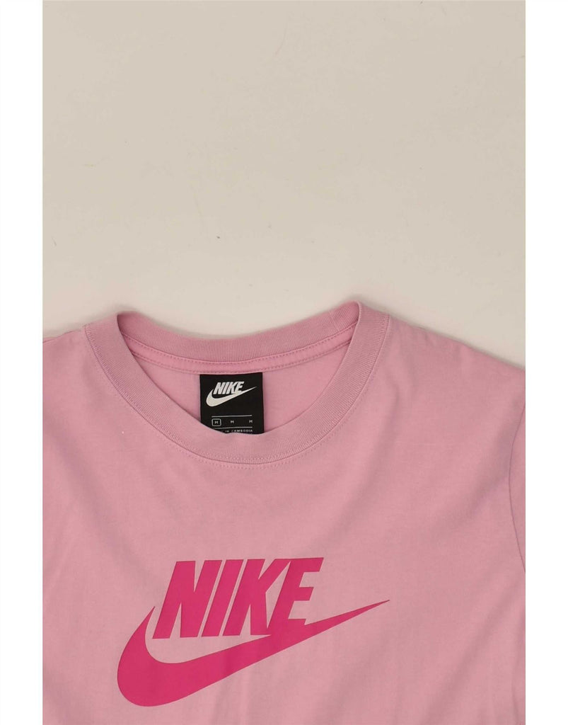 NIKE Womens Graphic T-Shirt Top UK 12 Medium Pink Colourblock Cotton Vintage Nike and Second-Hand Nike from Messina Hembry 