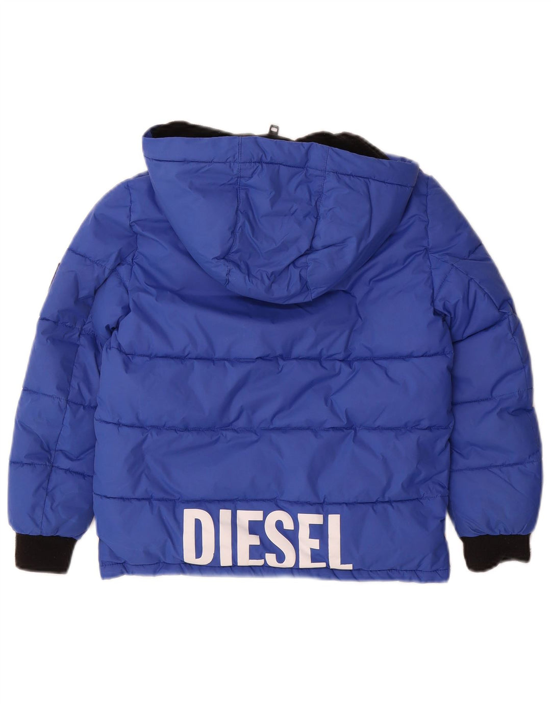 Diesel Boys Graphic Hooded Padded Jacket 7-8 Years Blue Nylon