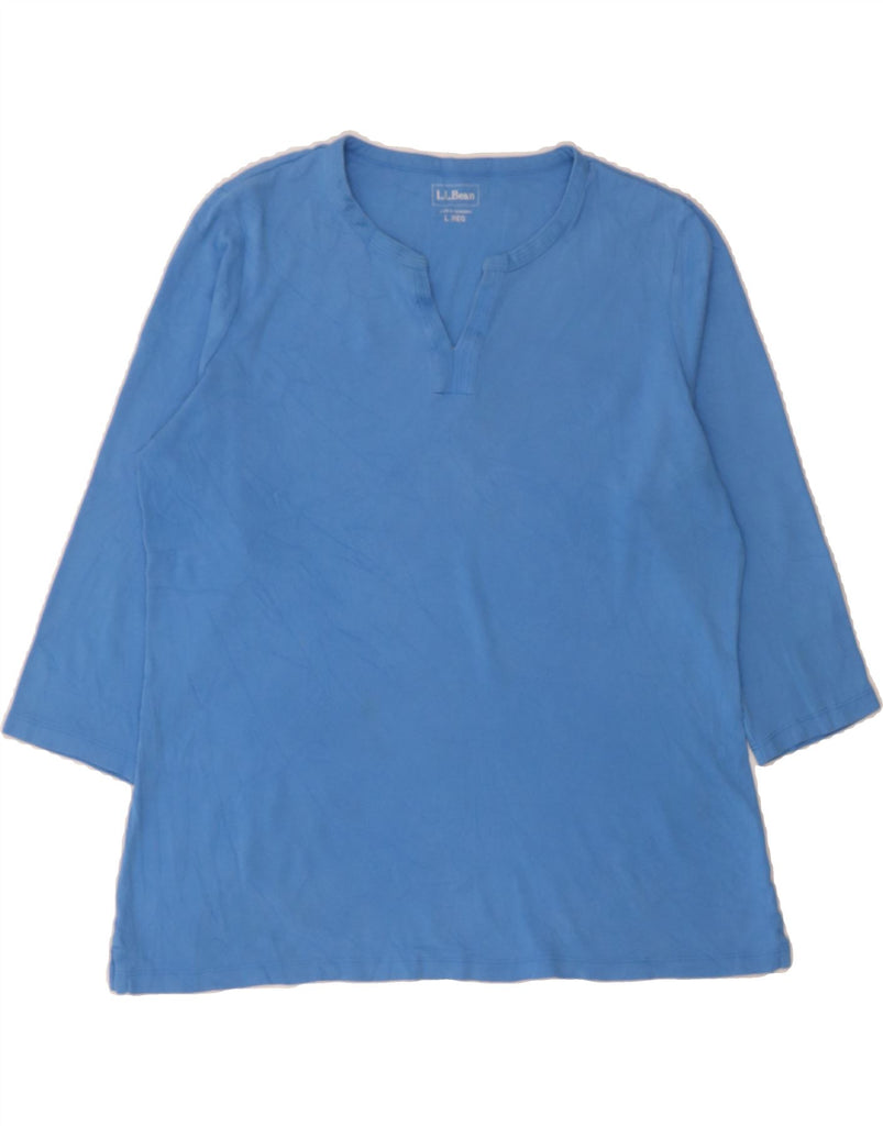 L.L.BEAN Womens Top 3/4 Sleeve UK 16 Large Blue Cotton Vintage L.L.Bean and Second-Hand L.L.Bean from Messina Hembry 