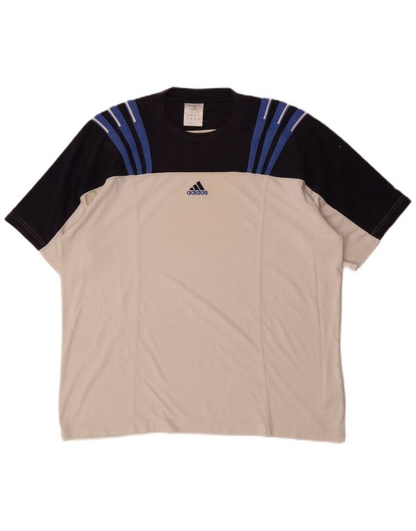 Adidas Mens T-Shirt Top UK 44/46 Large White Colourblock Cotton