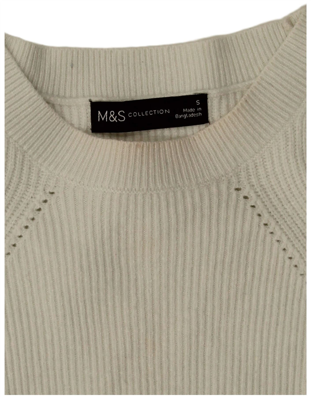 Marks & Spencer Womens Boat Neck Jumper Sweater UK 10 Small White Viscose