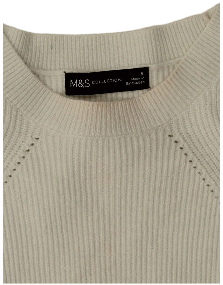 Marks & Spencer Womens Boat Neck Jumper Sweater UK 10 Small White Viscose