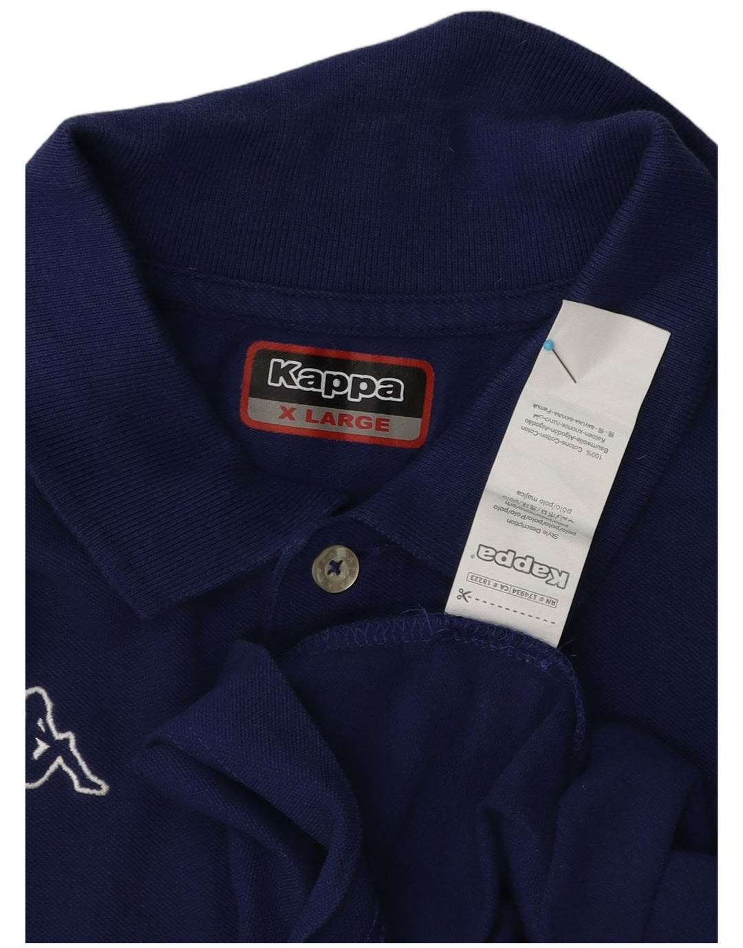 Kappa Mens Graphic Polo Shirt XL Blue Cotton