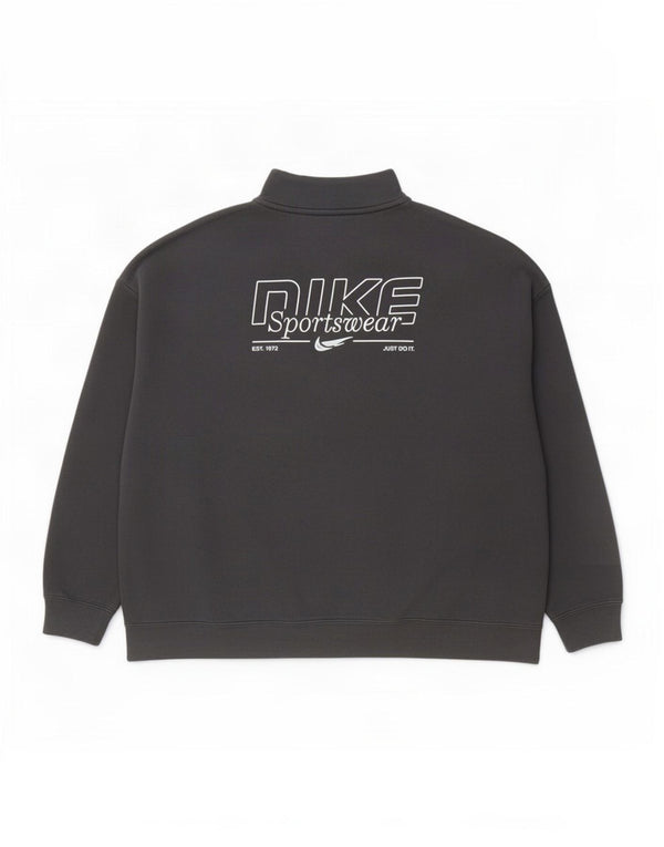 Nike Mens Loose Fit Graphic Zip Neck Sweatshirt Jumper Medium Black Cotton