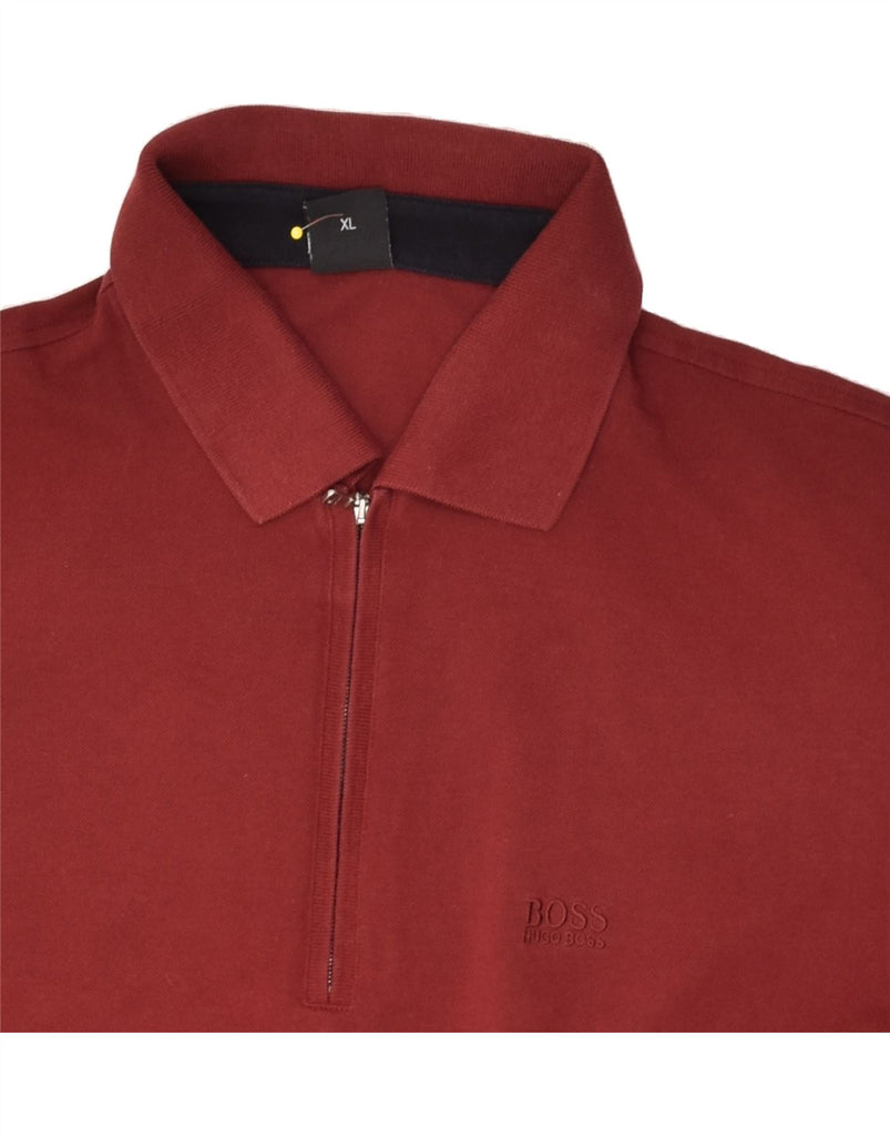 HUGO BOSS Mens Polo Shirt XL Burgundy Cotton | Vintage Hugo Boss | Thrift | Second-Hand Hugo Boss | Used Clothing | Messina Hembry 