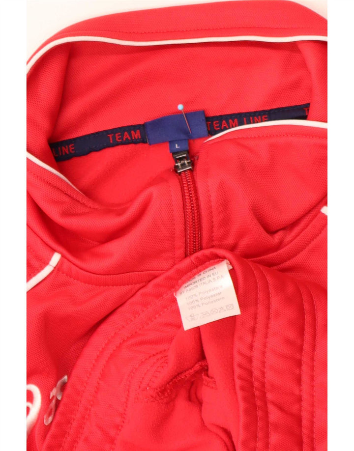 Asics Mens Graphic Tracksuit Top Jacket Large Red Polyester
