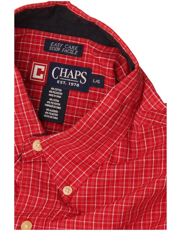 CHAPS Mens Short Sleeve Shirt Large Red Check Cotton