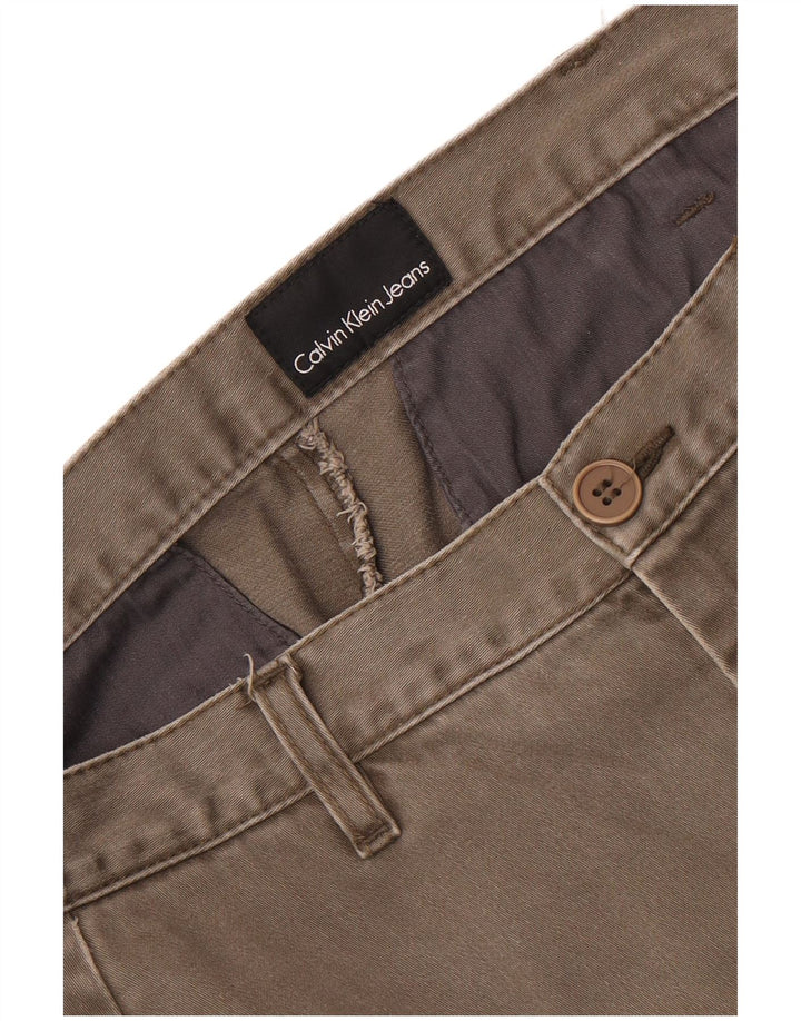 Calvin Klein Mens Straight Chino Trousers W34 L33 Grey