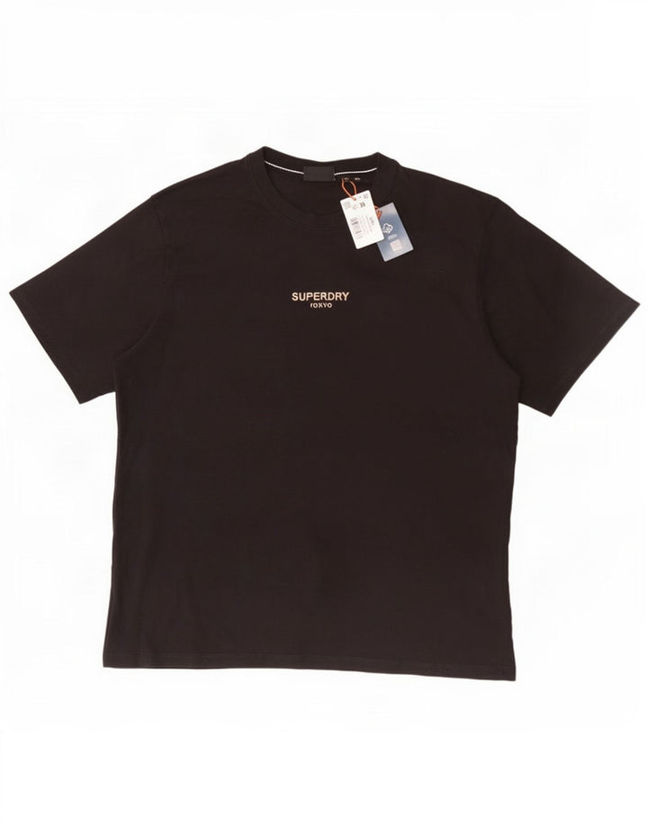 Superdry Mens T-Shirt Top 2XL Black Cotton