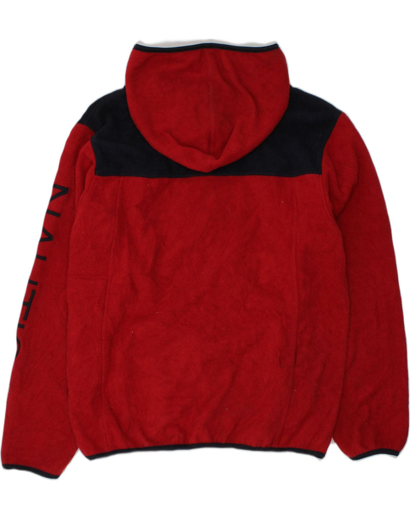 NAUTICA Boys Graphic Hooded Fleece Jacket 10-11 Years Medium Red Polyester | Vintage Nautica | Thrift | Second-Hand Nautica | Used Clothing | Messina Hembry 