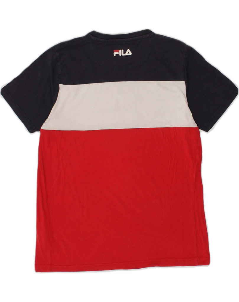 FILA Boys Graphic T-Shirt Top 13-14 Years Red Colourblock Cotton | Vintage Fila | Thrift | Second-Hand Fila | Used Clothing | Messina Hembry 