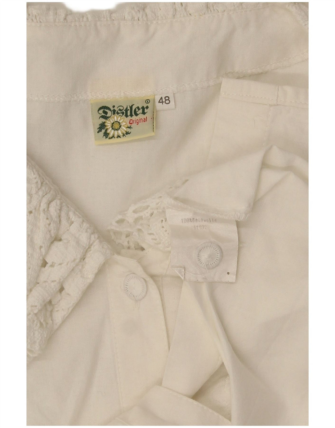 Distler Womens 3/4 Sleeve Shirt Blouse EU 48 2XL White