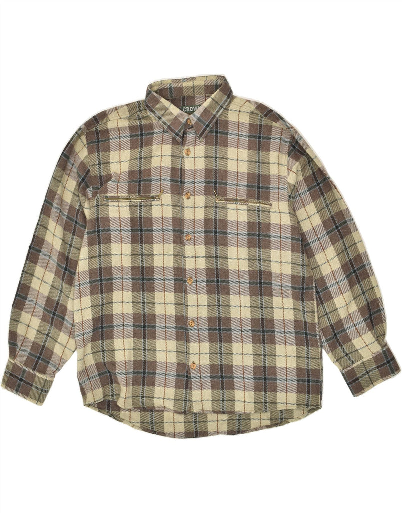 CROWN Mens Flannel Shirt XL Grey Check | Vintage Crown | Thrift | Second-Hand Crown | Used Clothing | Messina Hembry 