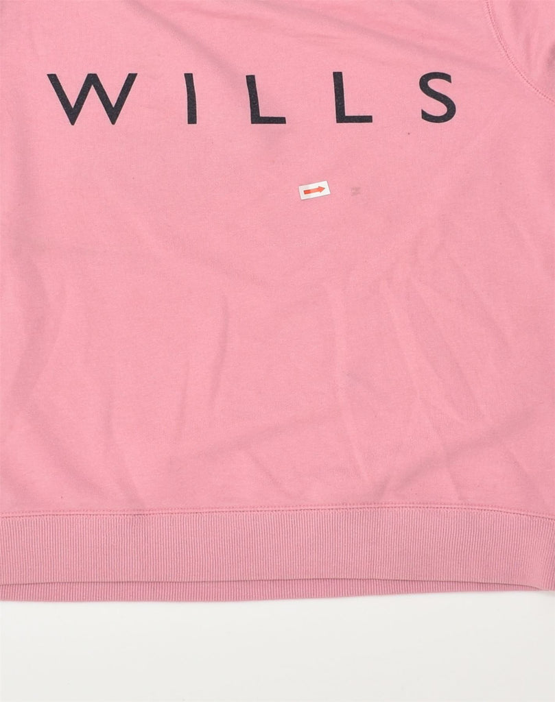 JACK WILLS Womens Graphic Sweatshirt Jumper UK 10 Small Pink Cotton | Vintage Jack Wills | Thrift | Second-Hand Jack Wills | Used Clothing | Messina Hembry 