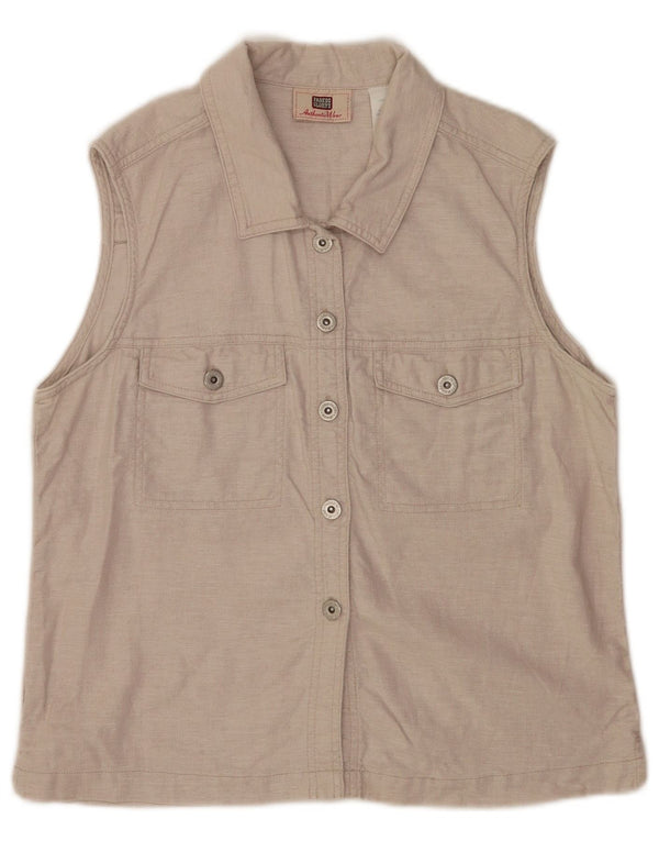 Faded Glory Womens Sleeveless Shirt Blouse UK 16 Large Grey Linen