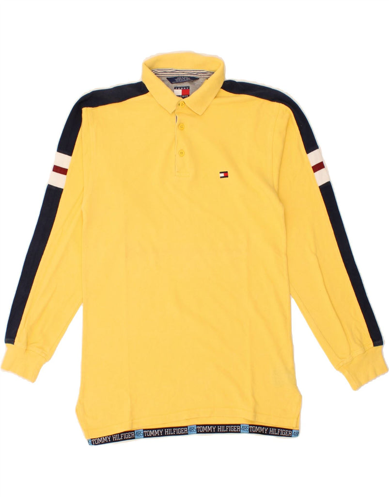 TOMMY HILFIGER Boys Long Sleeve Polo Shirt 14-15 Years Large Yellow Cotton Vintage Tommy Hilfiger and Second-Hand Tommy Hilfiger from Messina Hembry 