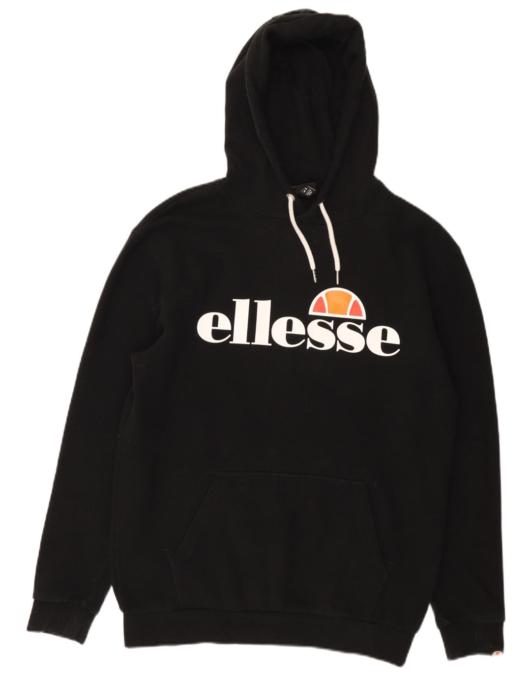 Ellesse Mens Graphic Hoodie Jumper Small Black Cotton