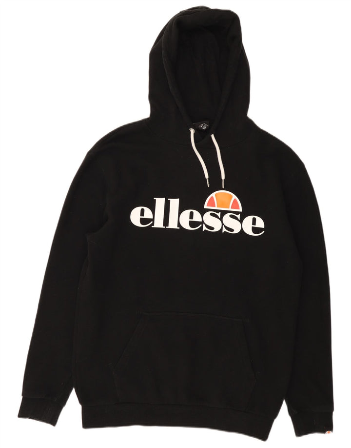 Ellesse Mens Graphic Hoodie Jumper Small Black Cotton