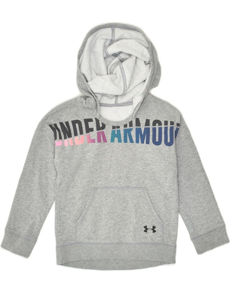 UNDER ARMOUR Girls Graphic Hoodie Jumper 7-8 Years Grey Cotton | Vintage Under Armour | Thrift | Second-Hand Under Armour | Used Clothing | Messina Hembry 