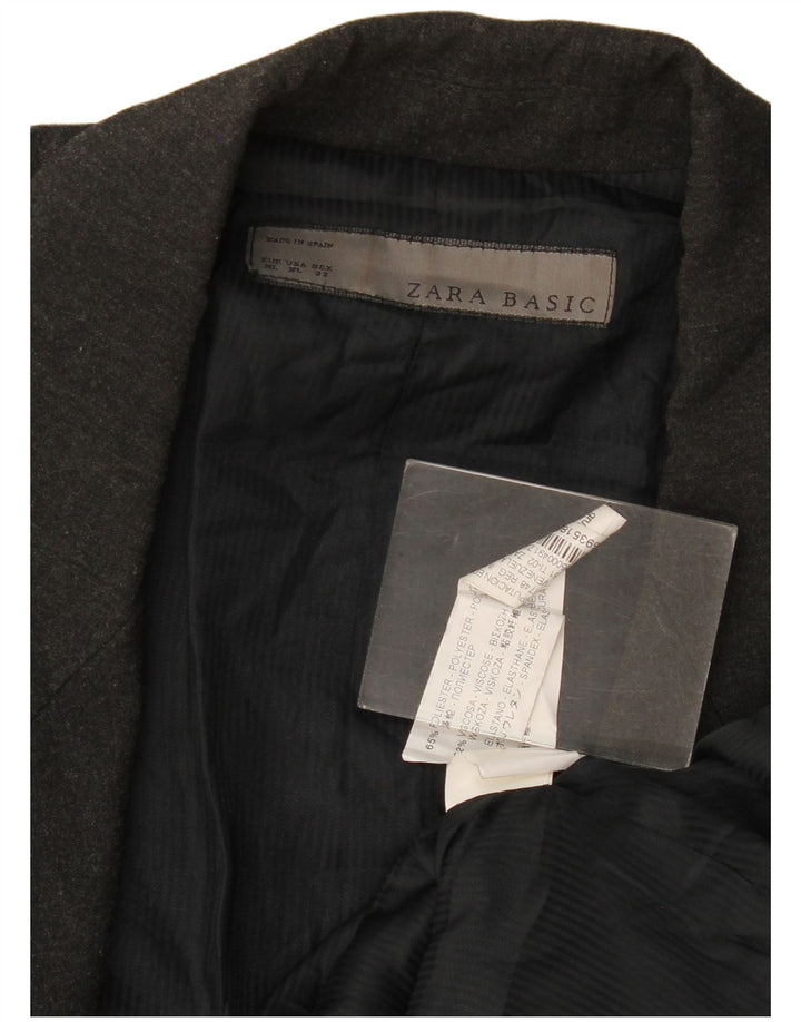 Zara Womens 1 Button Blazer Jacket UK 16 XL Grey Polyester
