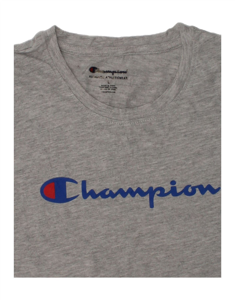 CHAMPION Girls Graphic T-Shirt Top 11-12 Years Large Grey Cotton | Vintage Champion | Thrift | Second-Hand Champion | Used Clothing | Messina Hembry 