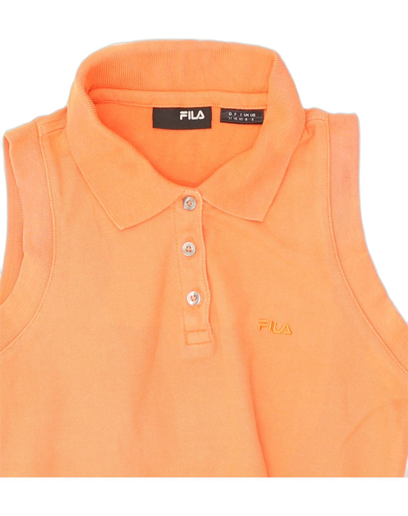 FILA Womens Sleeveless Polo Shirt UK 8 Small Orange | Vintage Fila | Thrift | Second-Hand Fila | Used Clothing | Messina Hembry 